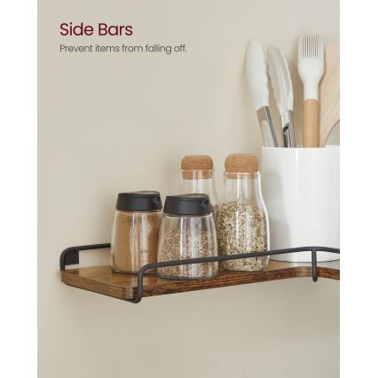 Set of 2 SHELFY wall-mounted shelves, brown/black