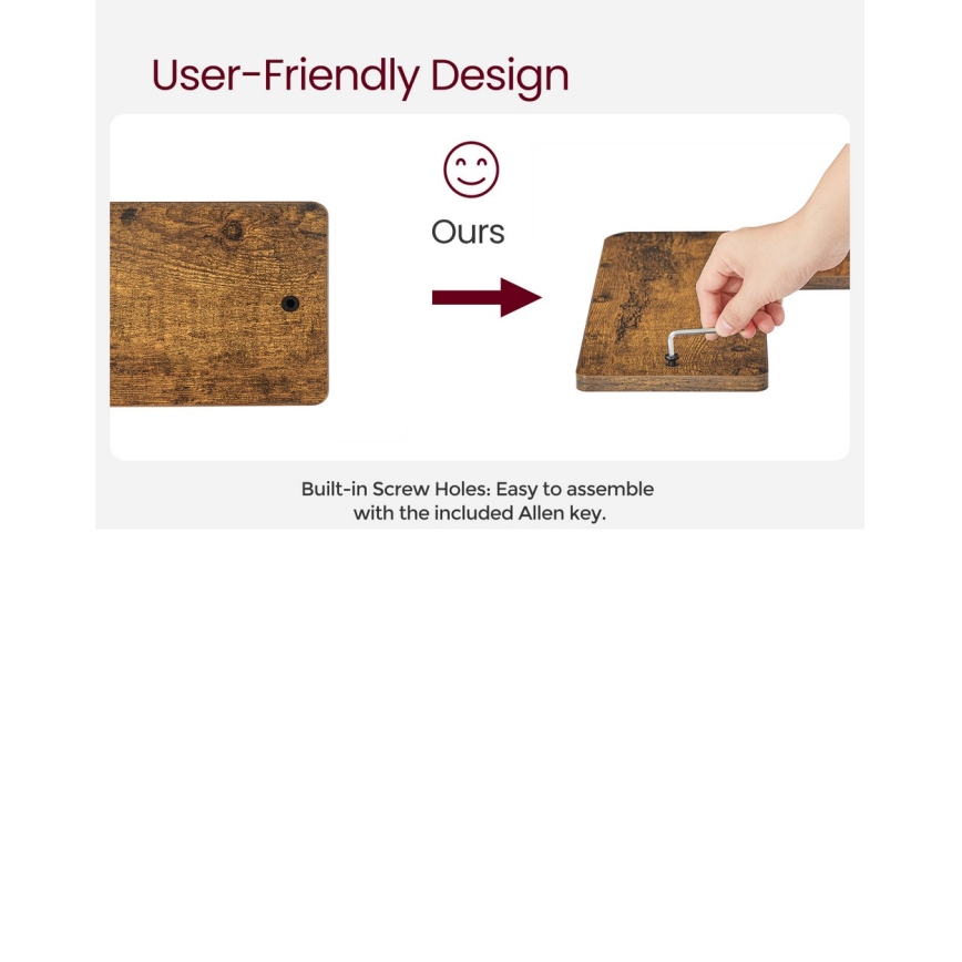 Set of 2 SHELFY wall-mounted shelves, brown/black