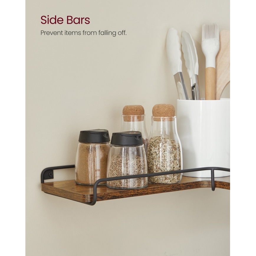 Set of 2 SHELFY Wall Shelves 40x10x29 cm, Brown/Black
