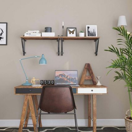 Set of 2 SHELFY Wall Shelves, Brown/Black