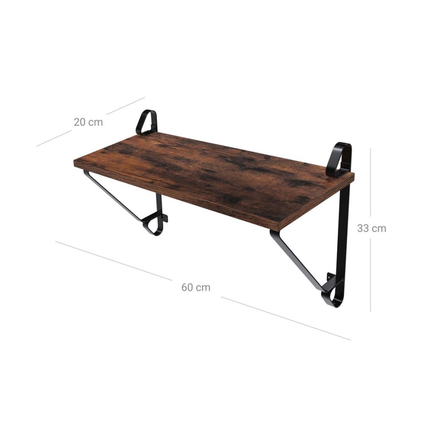 Set of 2 SHELFY Wall Shelves, Brown/Black