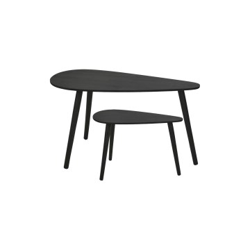 Set of 2 SOLE coffee tables 60/80x30/40 cm black