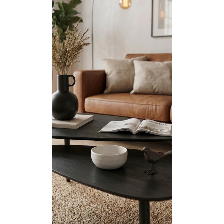 Set of 2 SOLE coffee tables 60/80x30/40 cm black