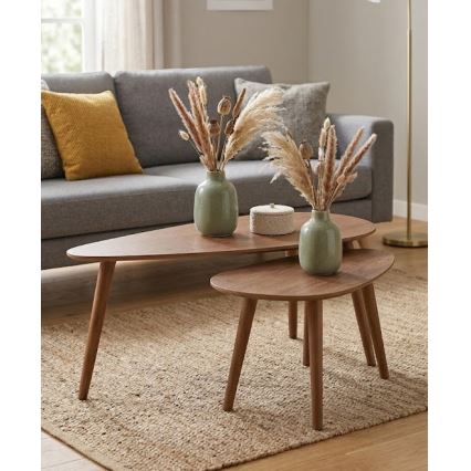 Set of 2 SOLE coffee tables 60/80x30/40 cm, walnut
