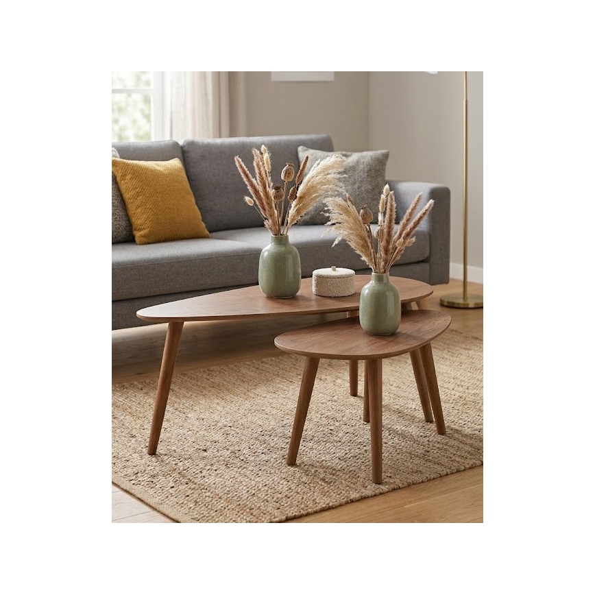Set of 2 SOLE coffee tables 60/80x30/40 cm, walnut
