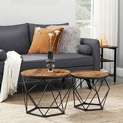 Set of 2 TALIA Coffee Tables, Brown/Black