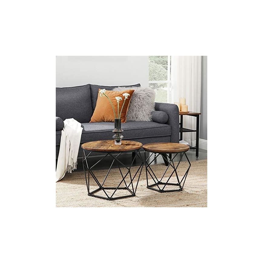 Set of 2 TALIA Coffee Tables, Brown/Black