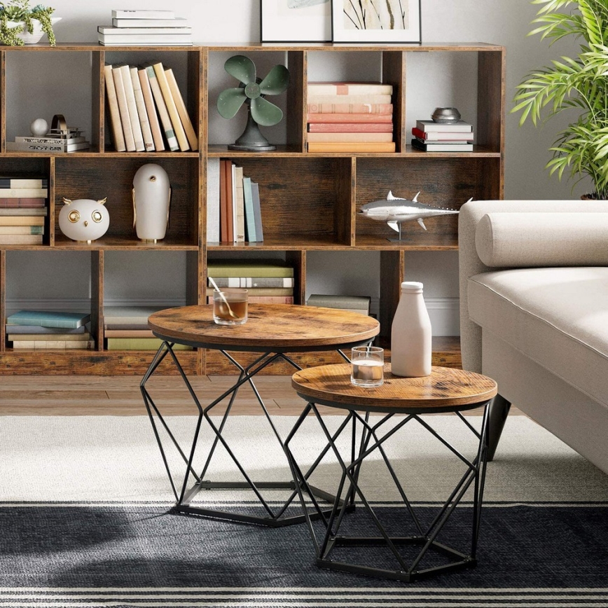 Set of 2 TALIA Coffee Tables, Brown/Black