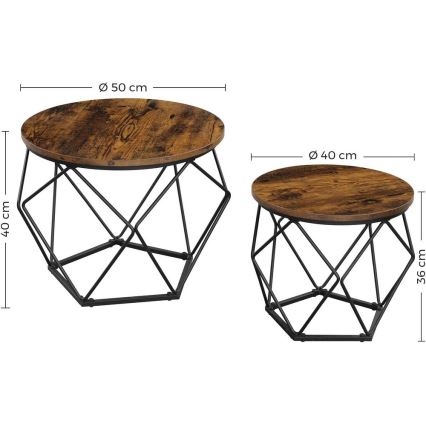 Set of 2 TALIA Coffee Tables, Brown/Black