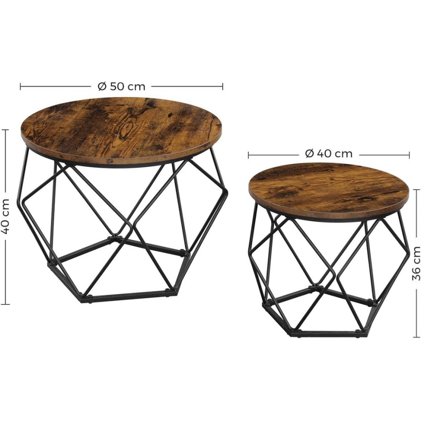 Set of 2 TALIA Coffee Tables, Brown/Black