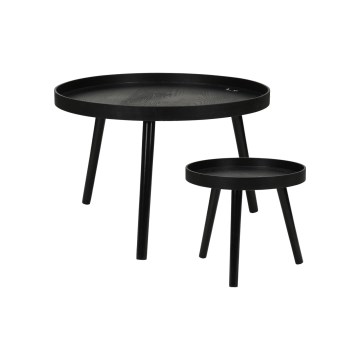 Set of 2 VERDE Coffee Tables, Ø 60/38 cm, Black