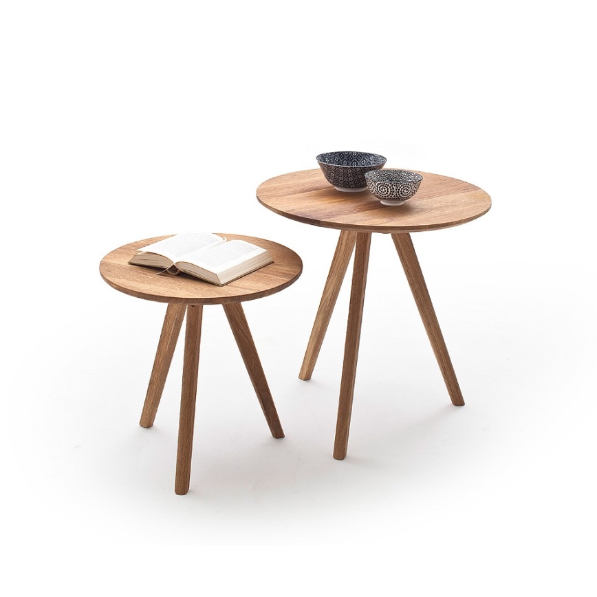 Set of 2 VEYLOR Oak Coffee Tables