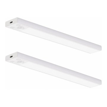 Set of 2 VIRO Rechargeable LED Furniture Lights with Motion and Dusk Sensor, 1.2W / 3.7V / 800 mAh, 3000/4000/6500K, 30 cm, White