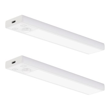 Set of 2 VIRO rechargeable LED furniture lights with motion and dusk sensors, 1W, 3.7V, 800 mAh, 3000/4000/6500K, 20 cm, white