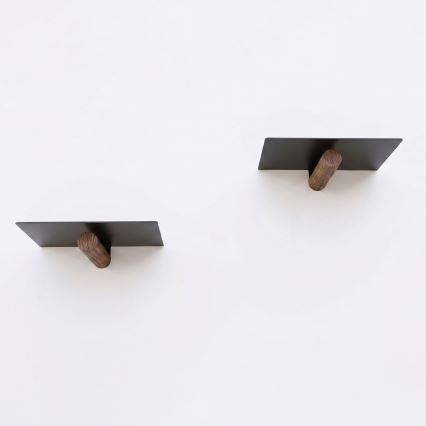 Set of 2 wall shelves 15x21 cm black