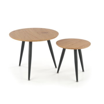 Set of 2 ZENYA Coffee Tables, Oak/Black
