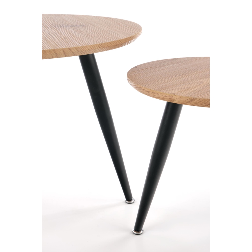 Set of 2 ZENYA Coffee Tables, Oak/Black
