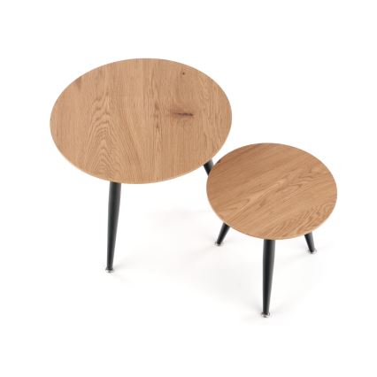 Set of 2 ZENYA Coffee Tables, Oak/Black