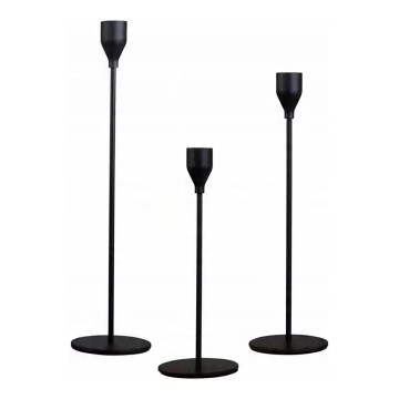 Set of 3 Black Candle Holders