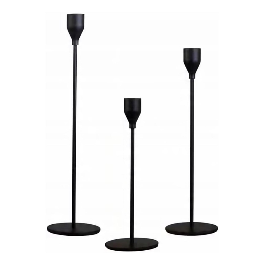 Set of 3 Black Candle Holders