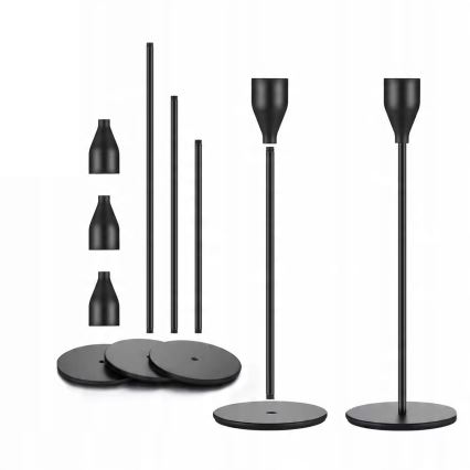 Set of 3 Black Candle Holders