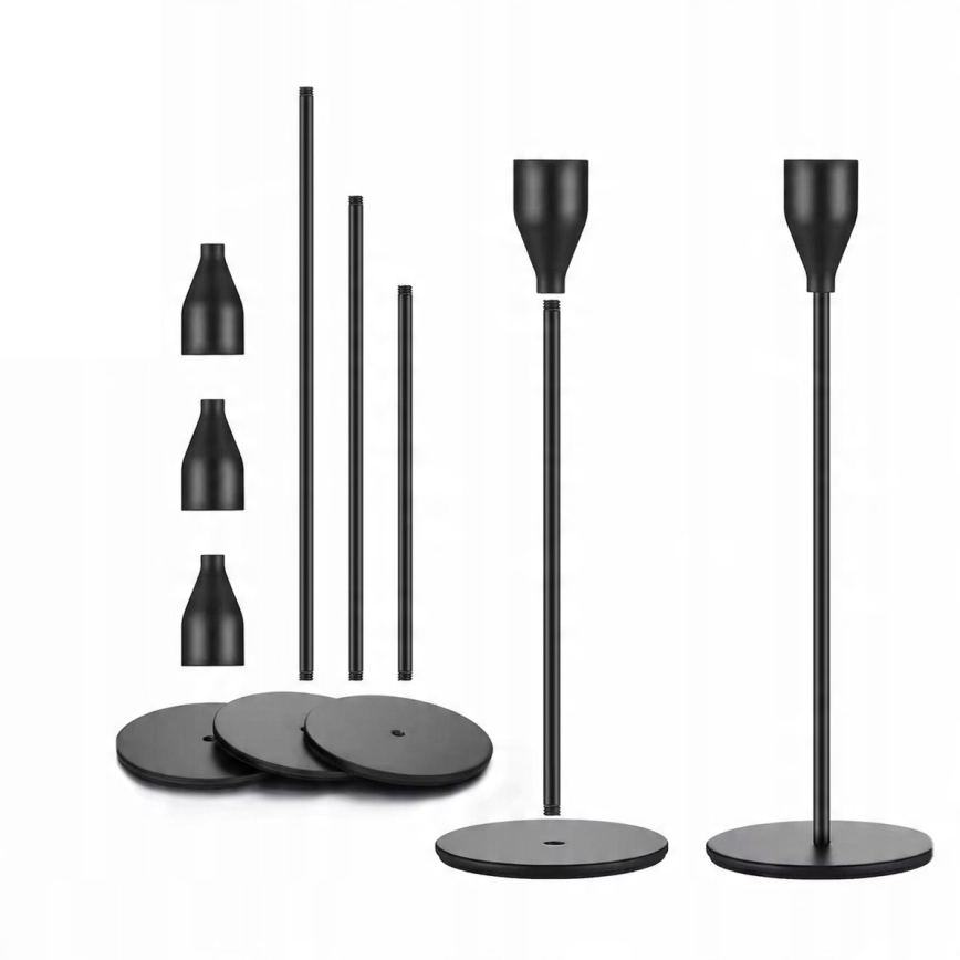 Set of 3 Black Candle Holders