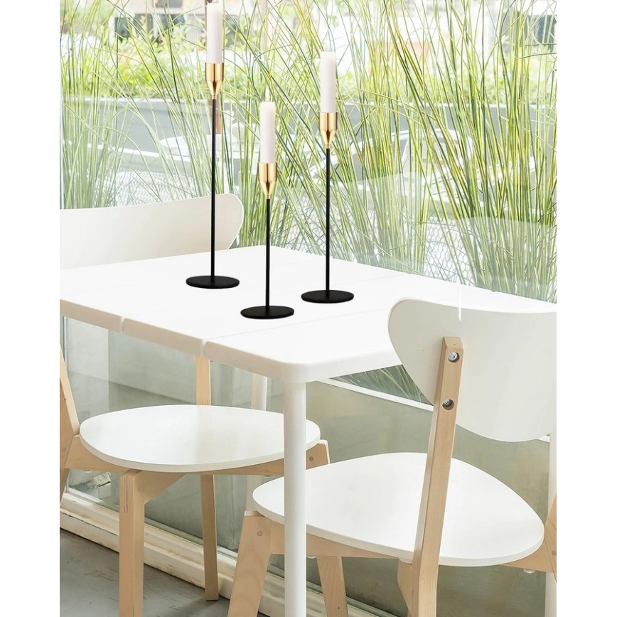 Set of 3 Black/Gold Candle Holders