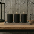 Set of 3 BRILLO LED Candles, 12.5 cm, Black — Battery-powered (2×AA) with Remote Control