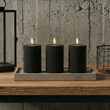 Set of 3 BRILLO LED Candles, 12.5 cm, Black — Battery-powered (2×AA) with Remote Control