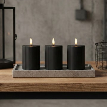 Set of 3 BRILLO LED Candles LED/2xAA, 10 cm, black + remote control