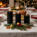 Set of 3 BRILLO LED Candles (LED/2×AA), black, with remote control