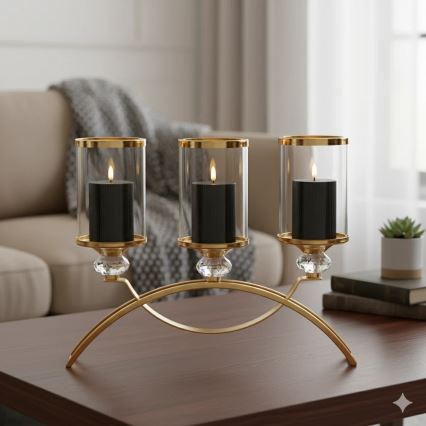 Set of 3 BRILLO LED Candles (LED/2×AA), black, with remote control