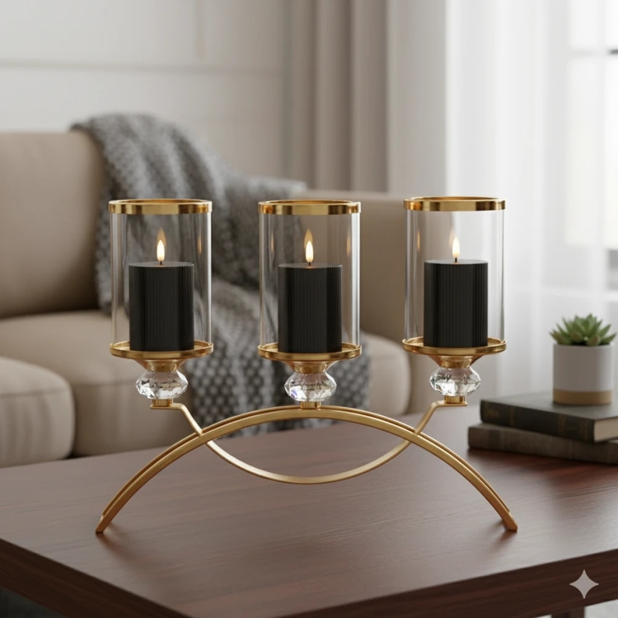 Set of 3 BRILLO LED Candles (LED/2×AA), black, with remote control