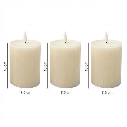Set of 3 BRILLO LED Candles LED/3xAAA 10 cm Cream + Remote Control