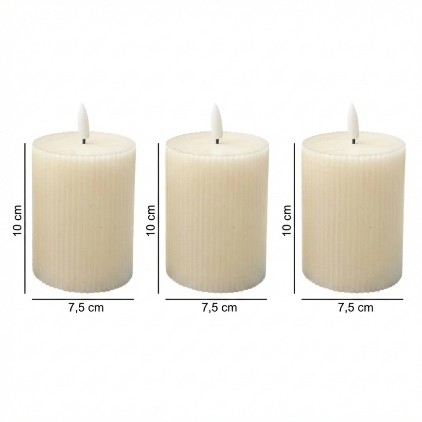 Set of 3 BRILLO LED Candles LED/3xAAA 10 cm Cream + Remote Control