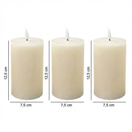 Set of 3 BRILLO LED Candles LED/3xAAA 12.5 cm cream + remote control