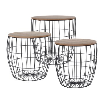Set of 3 BRISO coffee tables Ø 31/38/42.5 cm brown/black