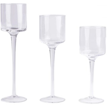 Set of 3 Clear Candle Holders