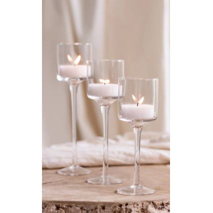 Set of 3 Clear Candle Holders