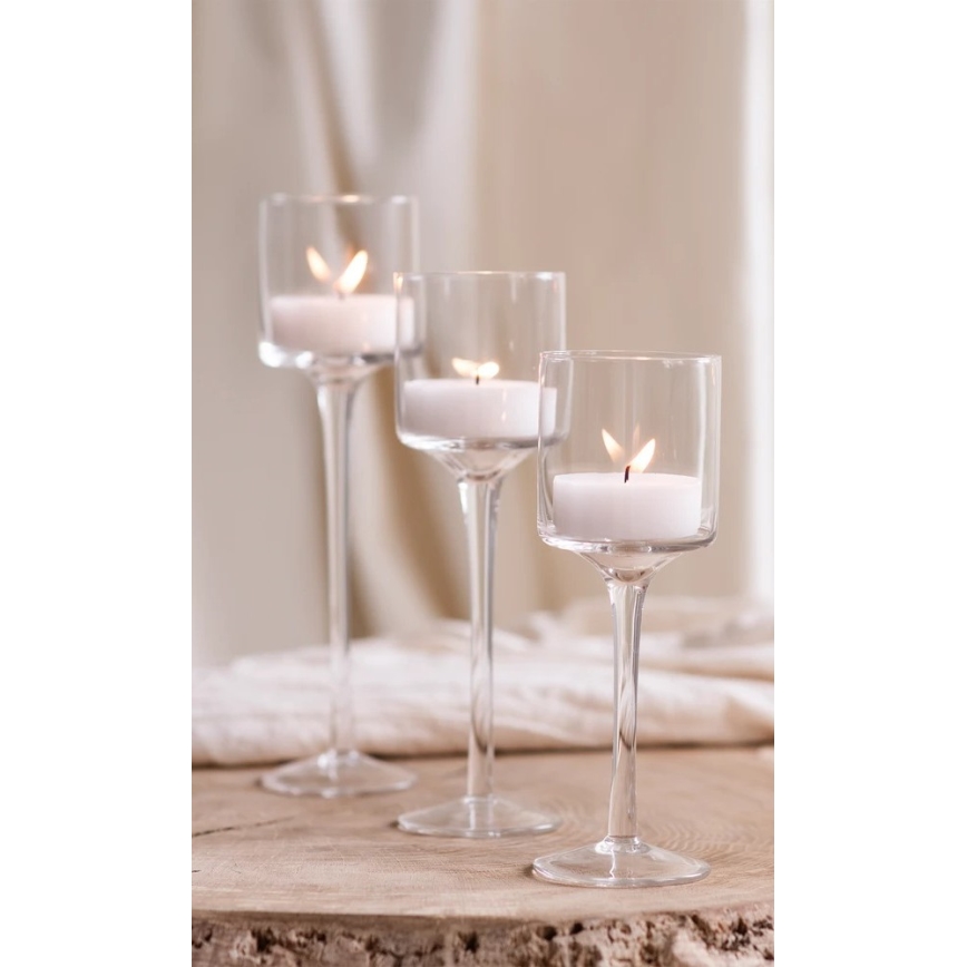 Set of 3 Clear Candle Holders