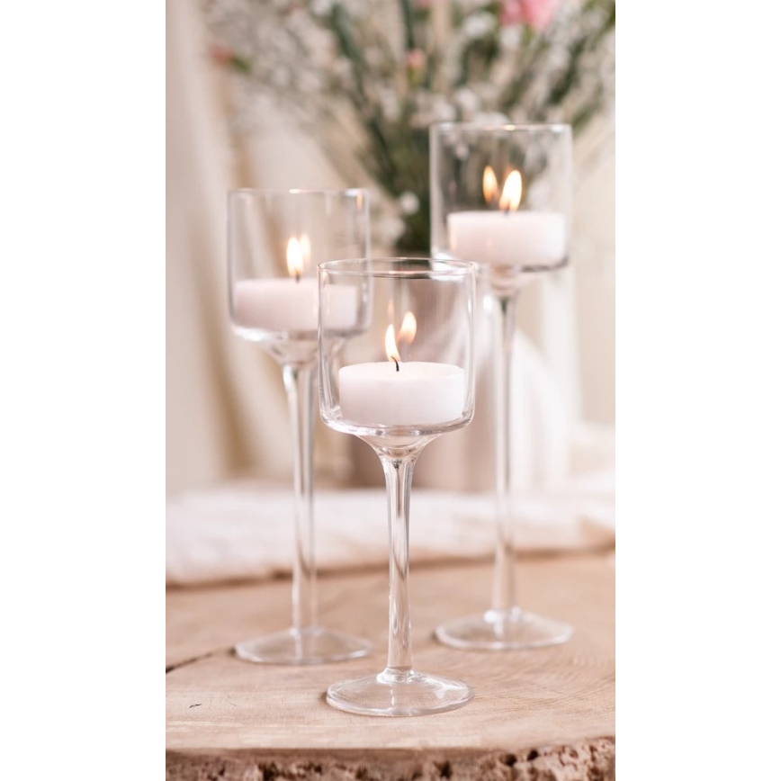 Set of 3 Clear Candle Holders