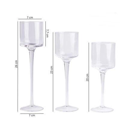 Set of 3 Clear Candle Holders