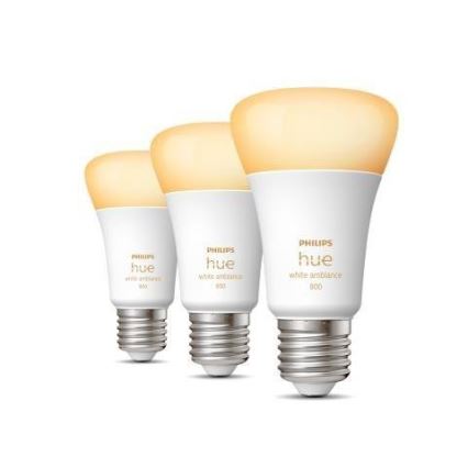 Set of 3 Philips Hue WHITE AMBIANCE A60 E27 LED Dimmable Bulbs, 6W/230V, 2200-6500K