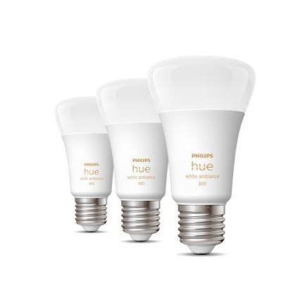 Set of 3 Philips Hue WHITE AMBIANCE A60 E27 LED Dimmable Bulbs, 6W/230V, 2200-6500K