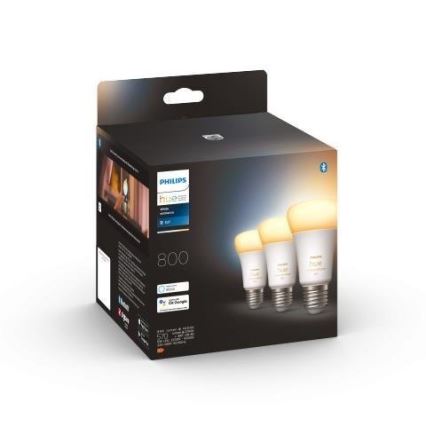 Set of 3 Philips Hue WHITE AMBIANCE A60 E27 LED Dimmable Bulbs, 6W/230V, 2200-6500K