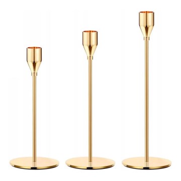 Set of 3 Gold Candle Holders