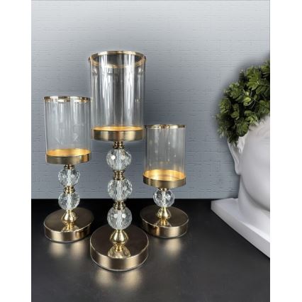 Set of 3 Gold Candle Holders
