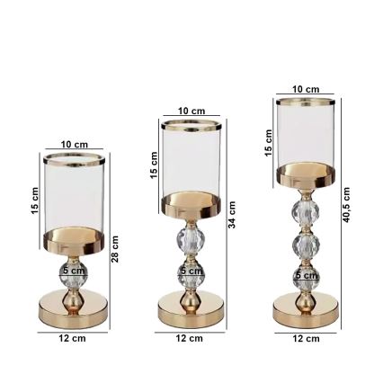 Set of 3 Gold Candle Holders