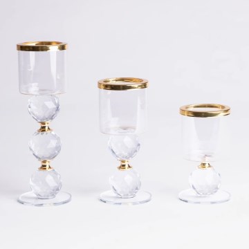 Set of 3 Gold Candle Holders