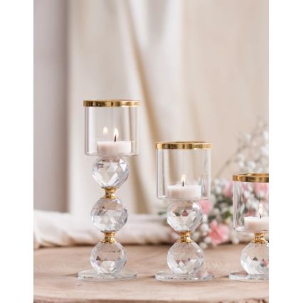 Set of 3 Gold Candle Holders